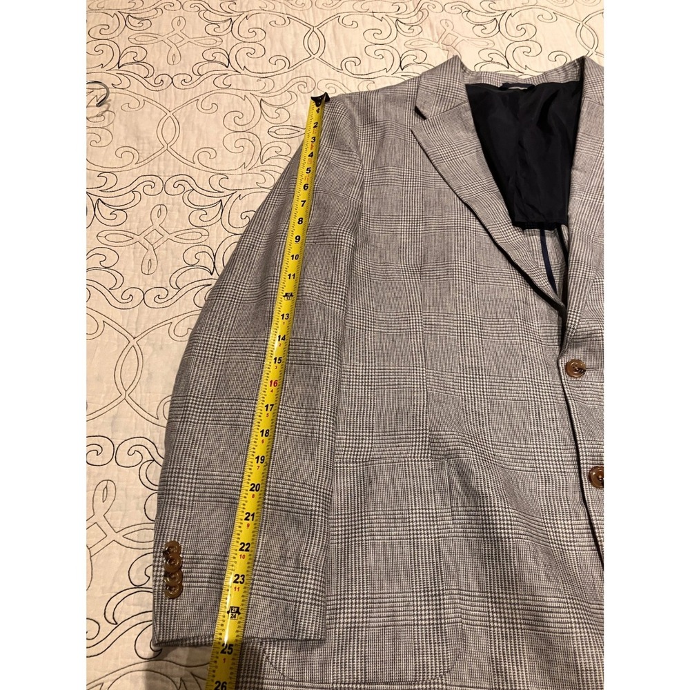 Biltmore Mens 50R Grey Glen‎ Plaid 100% Linen Unstructured Sport Coat Blazer - Picture 15 of 15